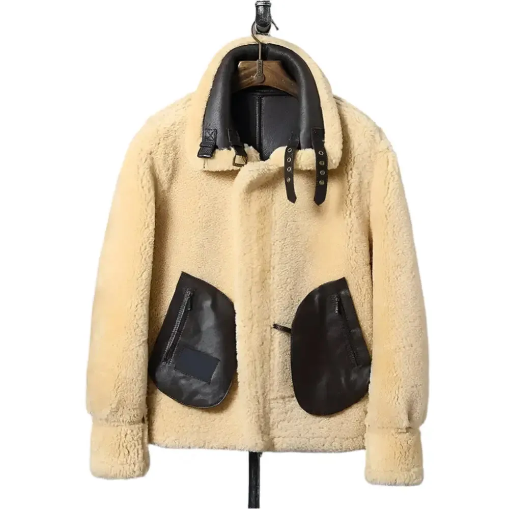 Premium Black Sheepskin Shearling Jacket - B3 Airforce Flight Coat
