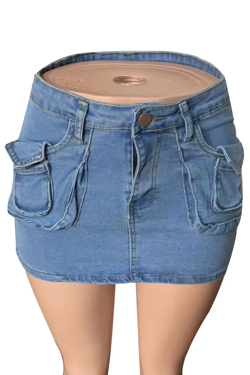 QG0170 Stretch Denim Mini Skirt