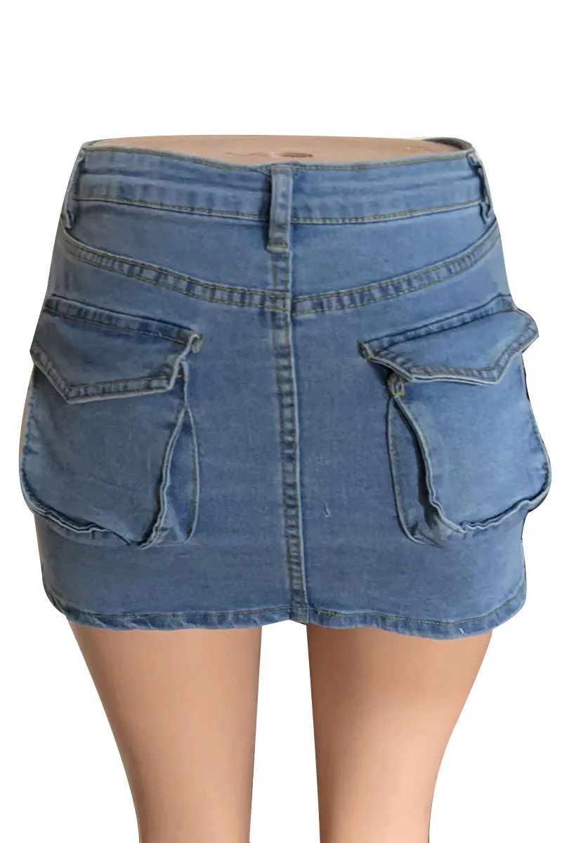 QG0170 Stretch Denim Mini Skirt