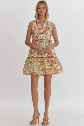 Rachel Floral Sleeveless Dress-Pink