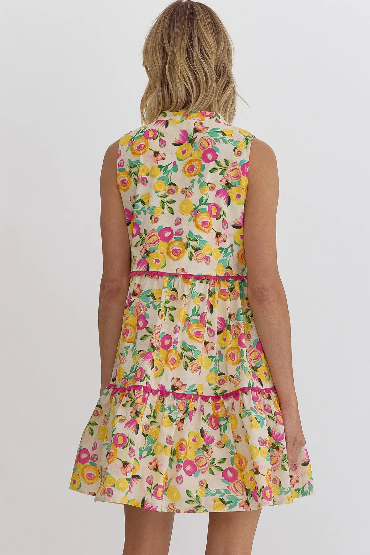 Rachel Floral Sleeveless Dress-Pink