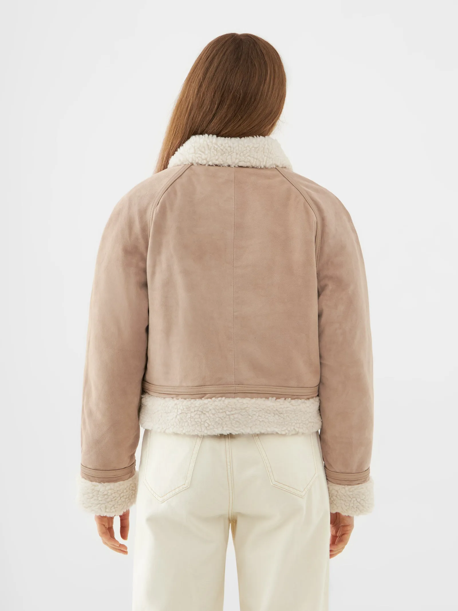Real Suede Shearling Zip Worker Jacket
