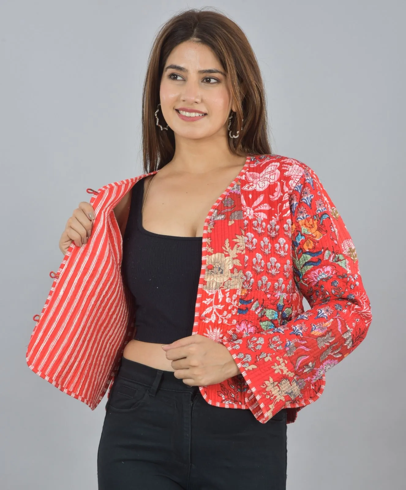 Red Reversible Quilted Jacket
