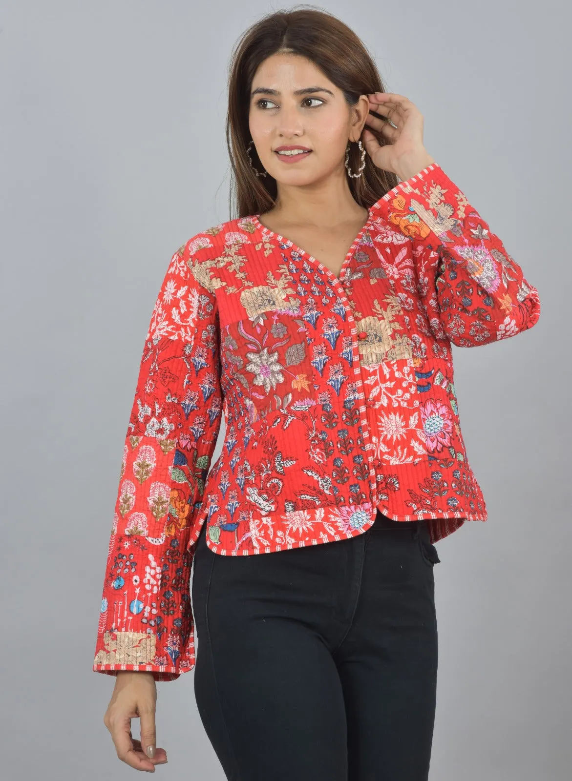 Red Reversible Quilted Jacket