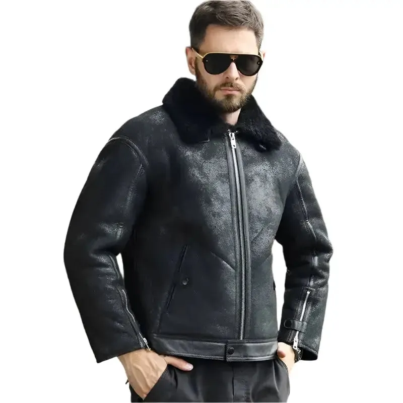 Retro Black Shearling Jacket – Short Fur Coat Stylish & Cozy