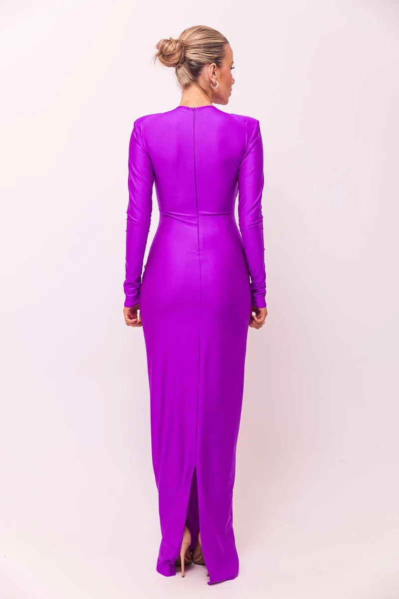 Rose Hollow Out Long Sleeve Sexy Maxi Dress