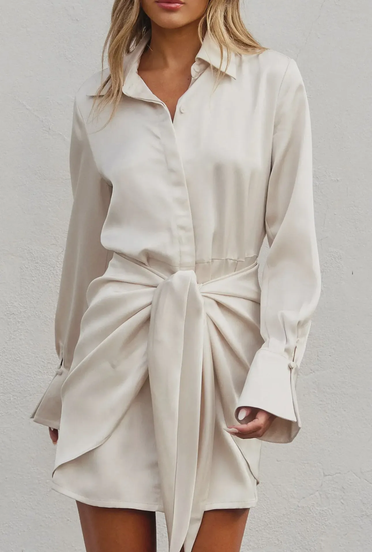 Sadie, The Satin Tie Waist Mini Shirt Dress - Perfect For New Years Dress By Dress Forum