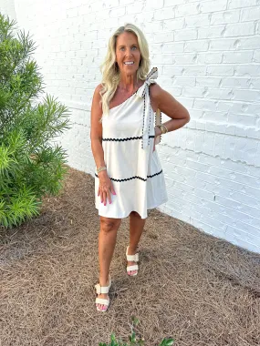Scalloped One Shoulder Dress