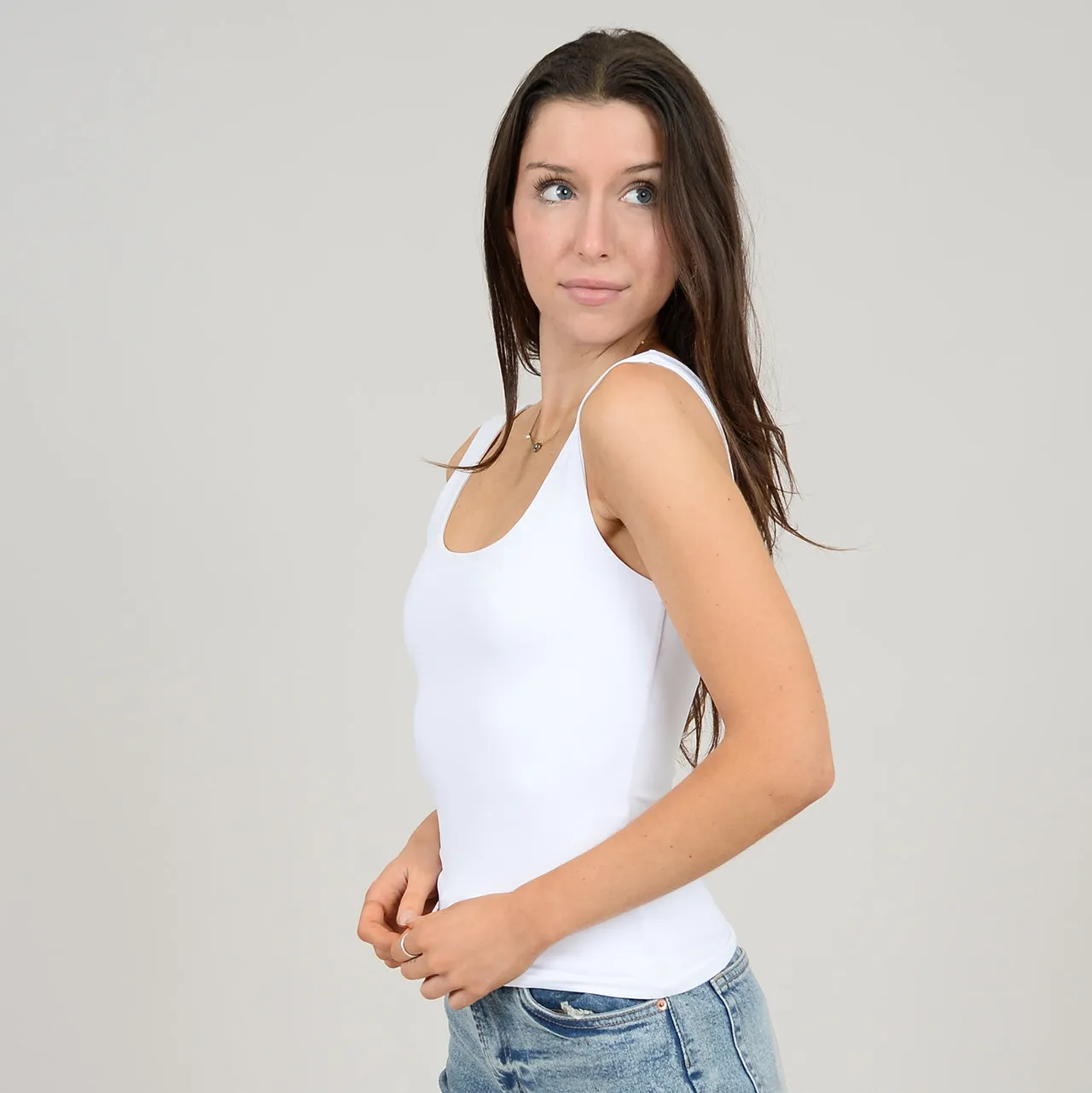 SECOND SKIN BY RD STYLE WOMEN'S TANITH TANK TOP-WHITE
