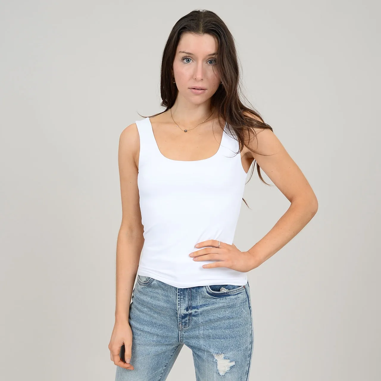 SECOND SKIN BY RD STYLE WOMEN'S TANITH TANK TOP-WHITE