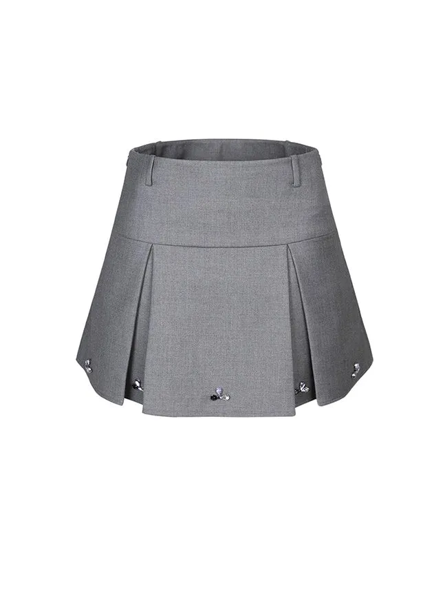 Short Wide Pleated Skirt