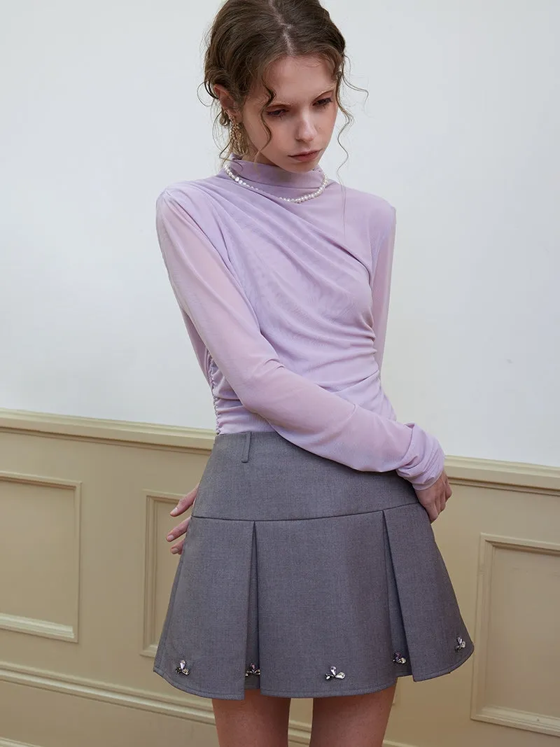 Short Wide Pleated Skirt
