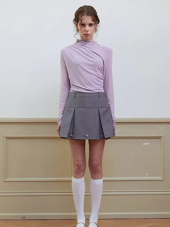 Short Wide Pleated Skirt
