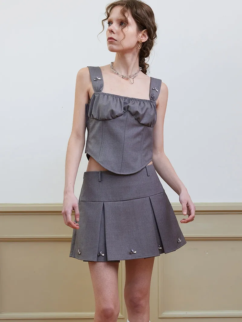 Short Wide Pleated Skirt