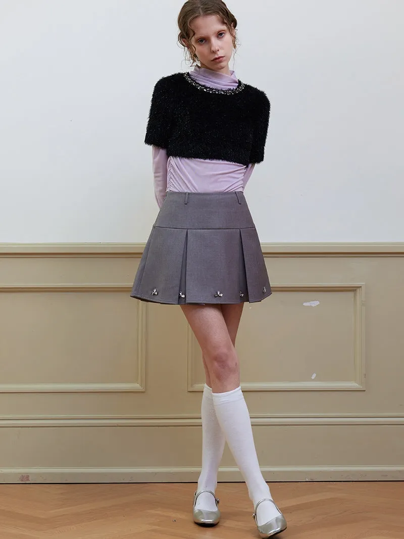 Short Wide Pleated Skirt