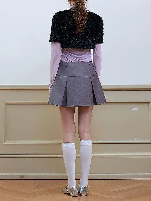 Short Wide Pleated Skirt