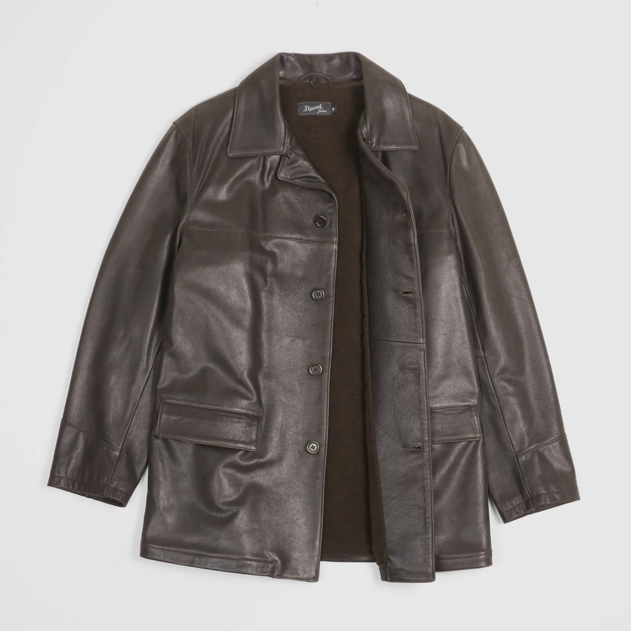 Stewart Leather Car Coat Removable Shearling Collar