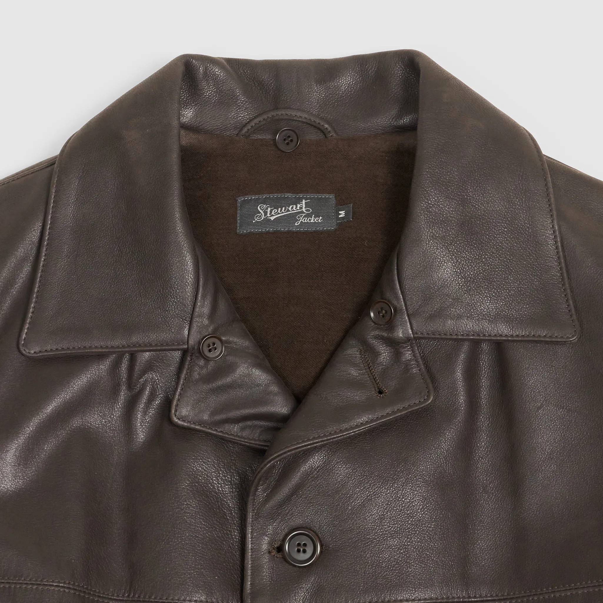 Stewart Leather Car Coat Removable Shearling Collar