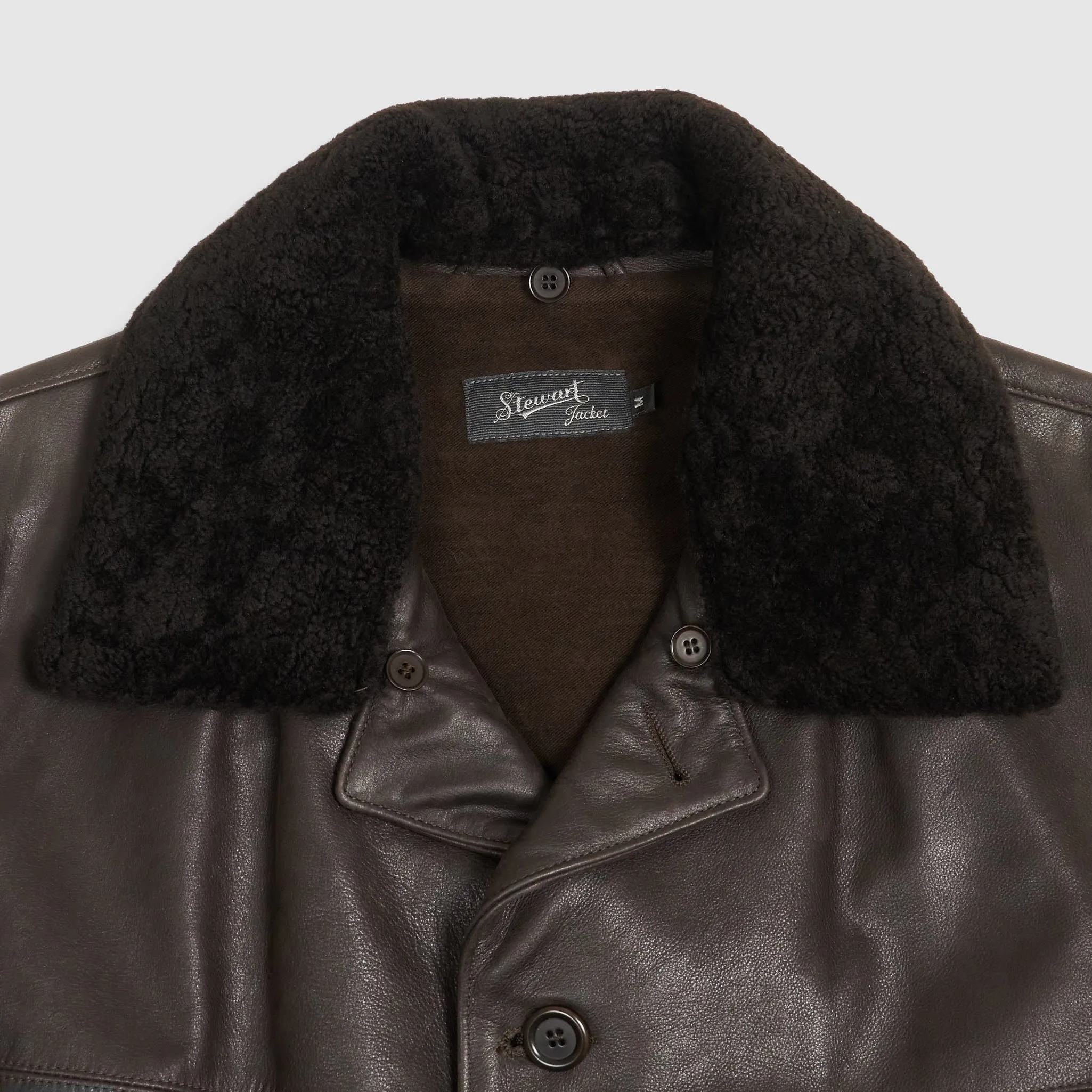 Stewart Leather Car Coat Removable Shearling Collar