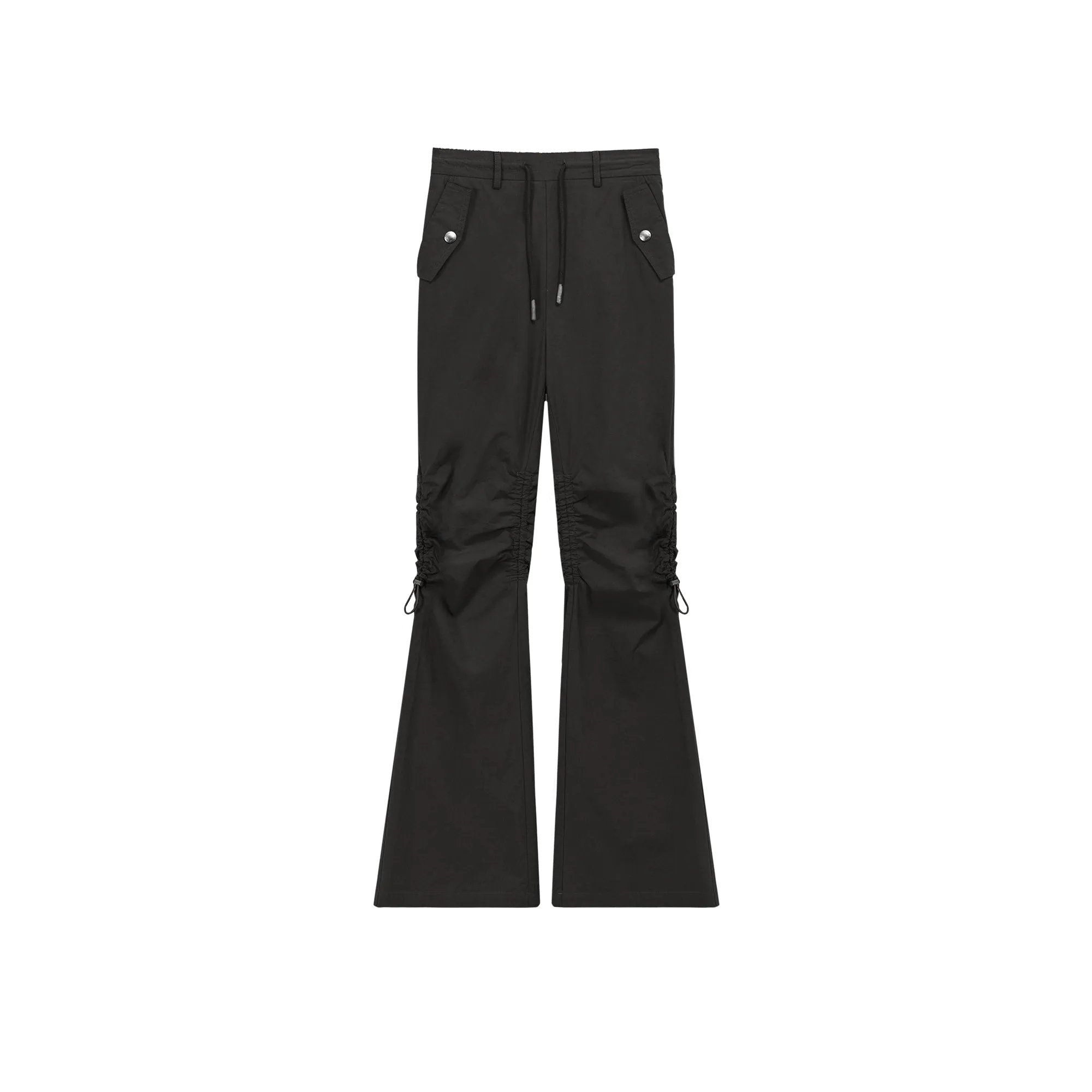 String Shirring Bootcut Cargo Style Pants