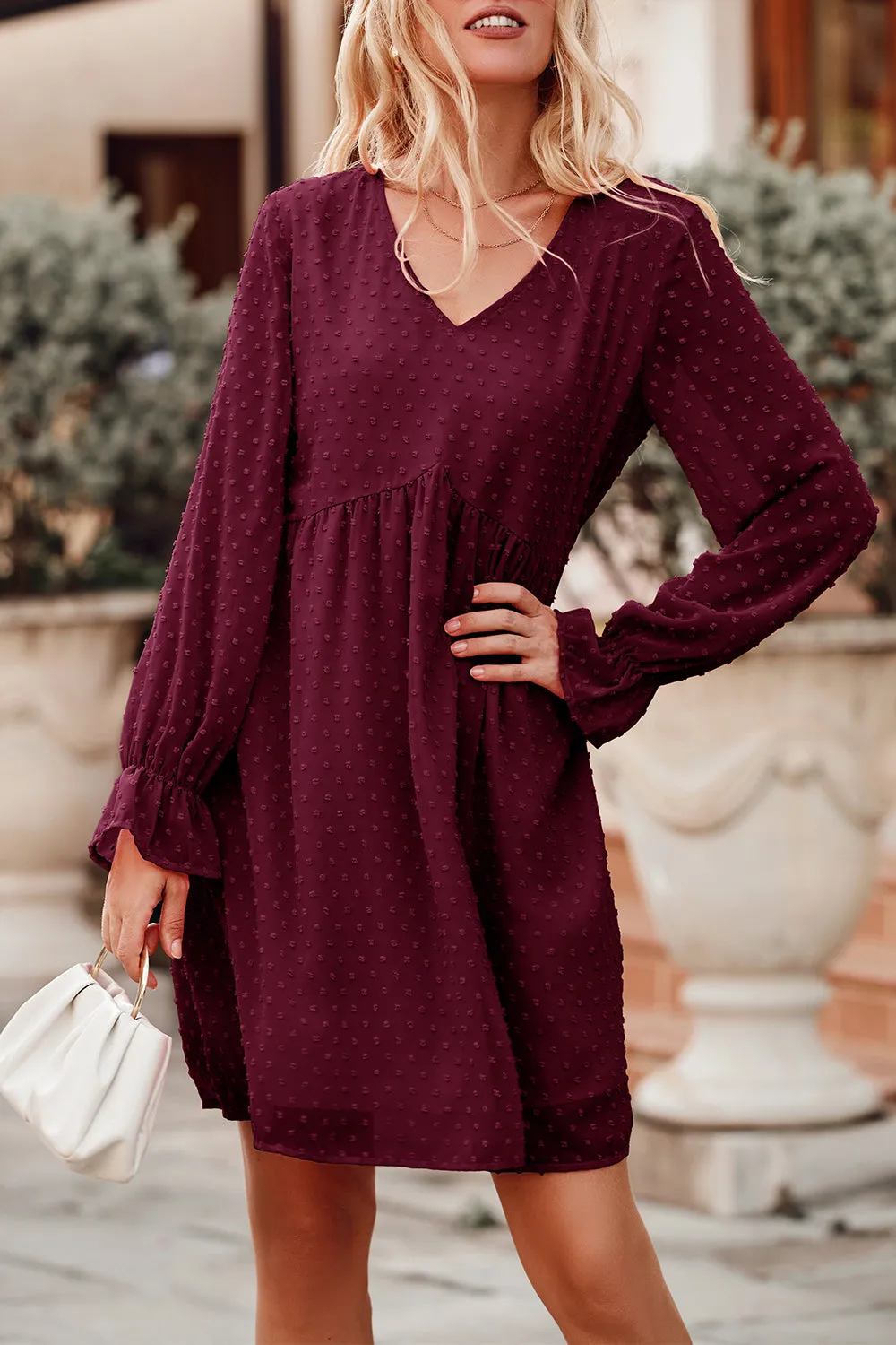 Swiss Dot Loose Fit Babydoll Mini Dress