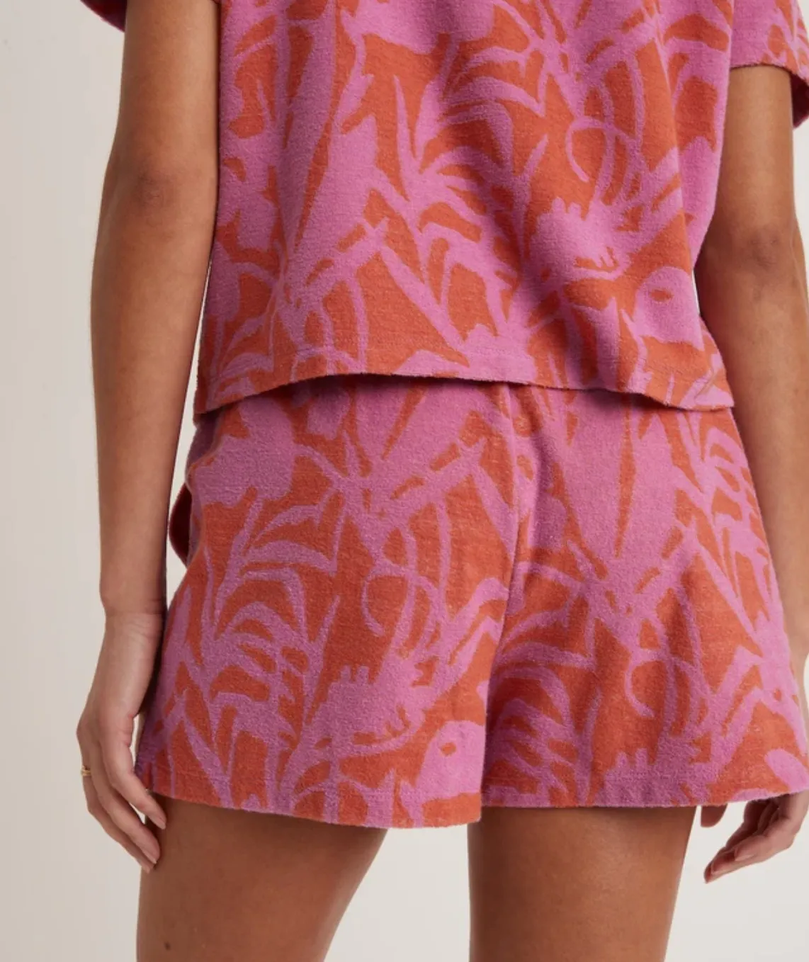 Terry Out Short - Orange/Lavender Floral