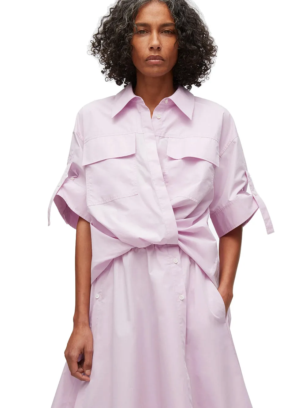 Tucked Front Shirt Dress (Wisteria)