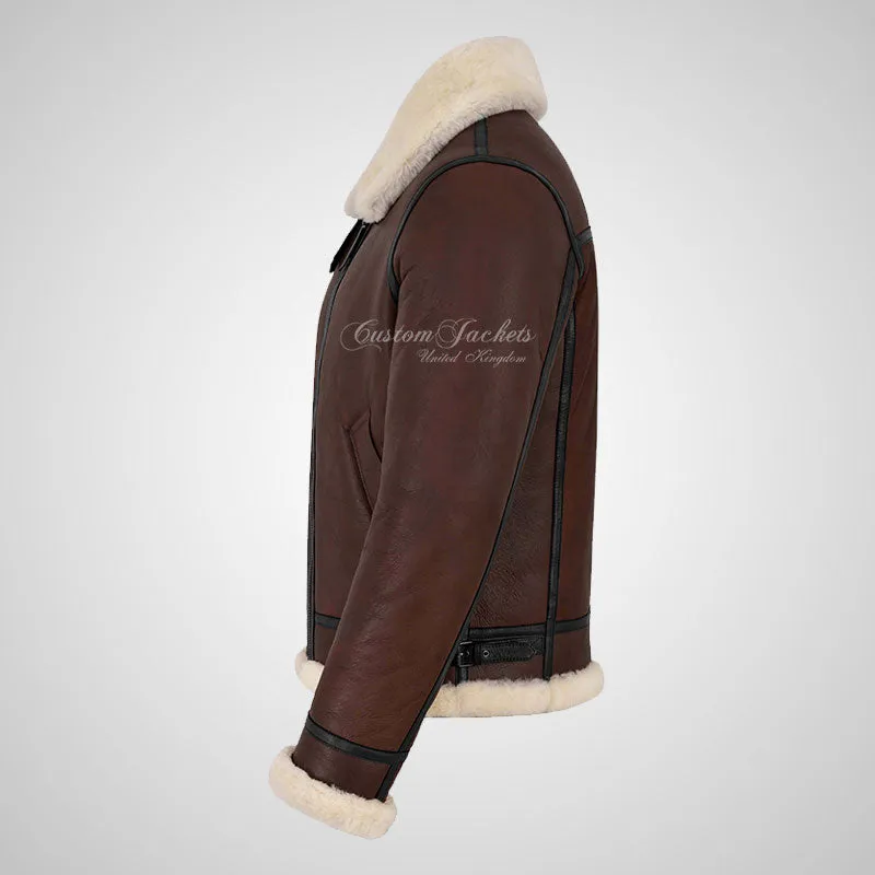 UMEA Men's Sheepskin Flying Jacket B3 Real Fur Shearling Jacket