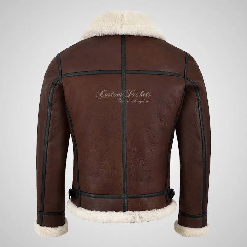 UMEA Men's Sheepskin Flying Jacket B3 Real Fur Shearling Jacket