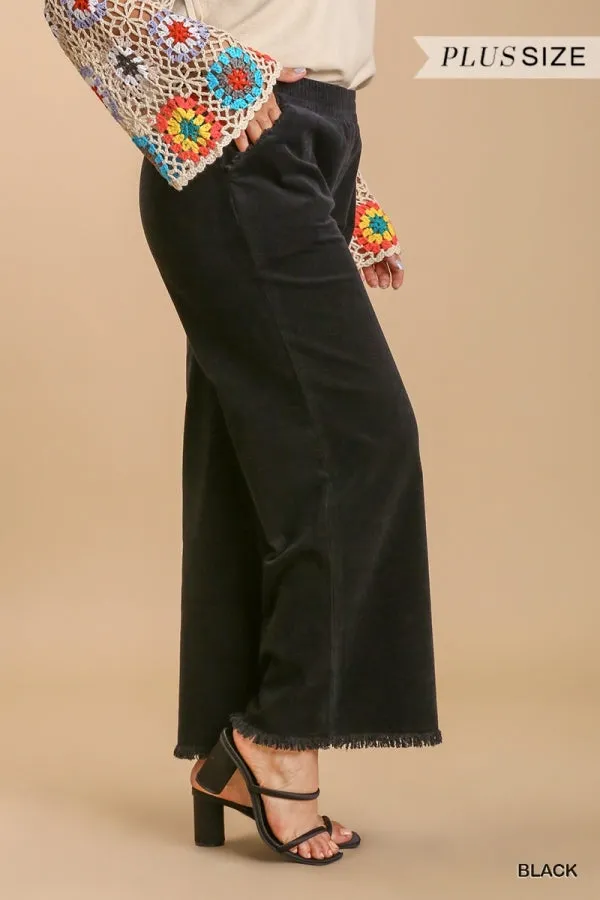 Umgee Corduroy Wide Leg Pant with Elastic Waist