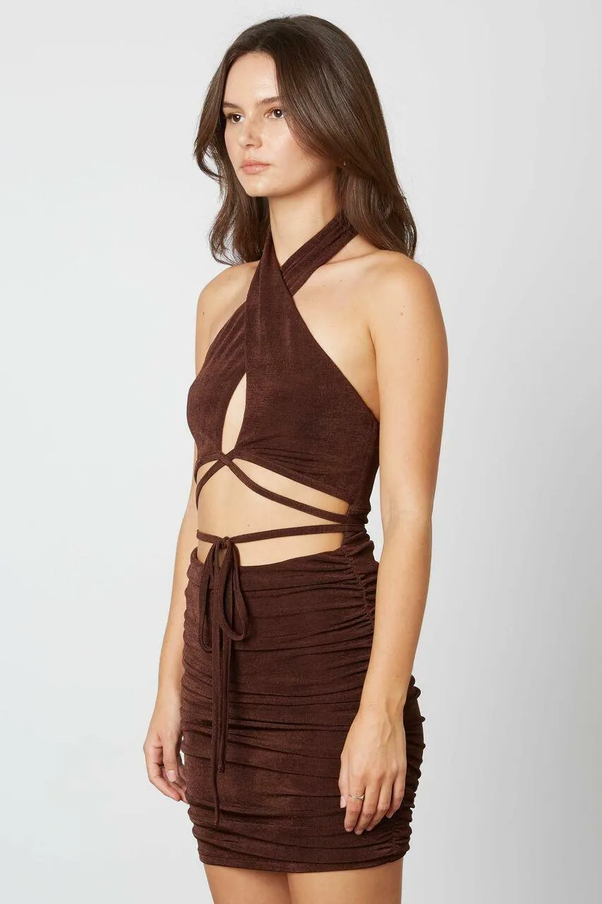 Up The Appeal Espresso Cutout Bodycon Mini Dress