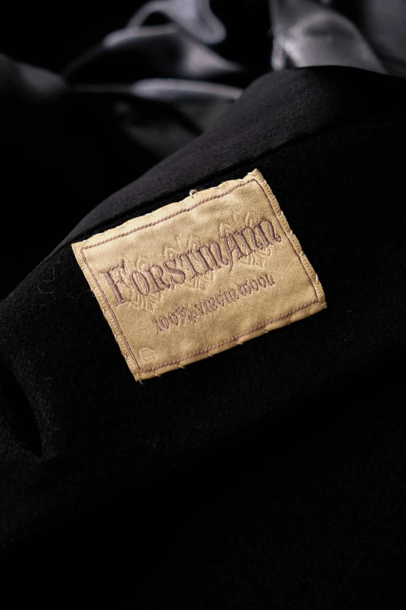 Vintage 1940's Black Wool Princess Coat with Persian Lamb Trim / L