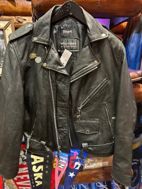 Vintage 80s Wilson's Biker Jacket Harley Pins, Medium