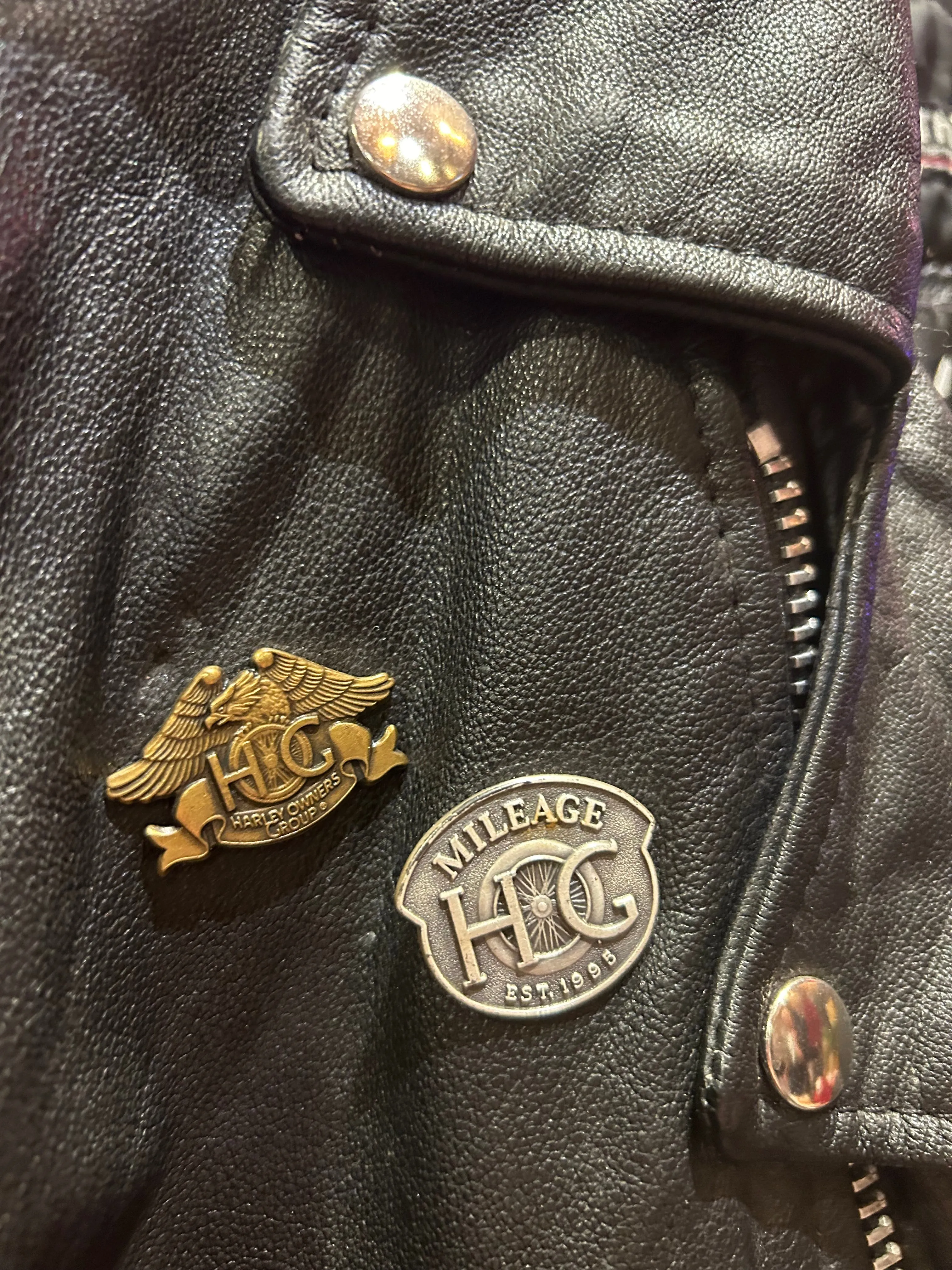 Vintage 80s Wilson's Biker Jacket Harley Pins, Medium