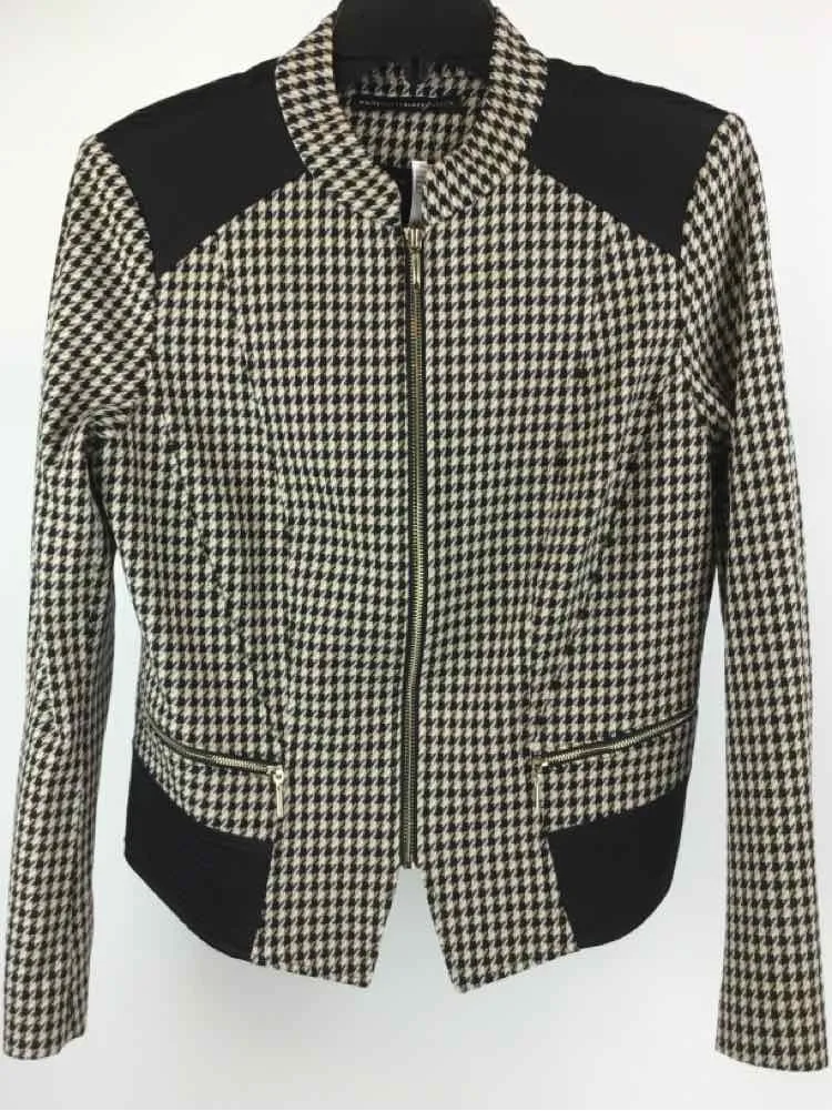 White House Black Market Size 12 Black/Brown NWOT Zip Front Jacket