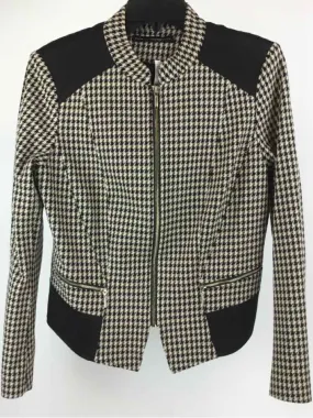 White House Black Market Size 12 Black/Brown NWOT Zip Front Jacket