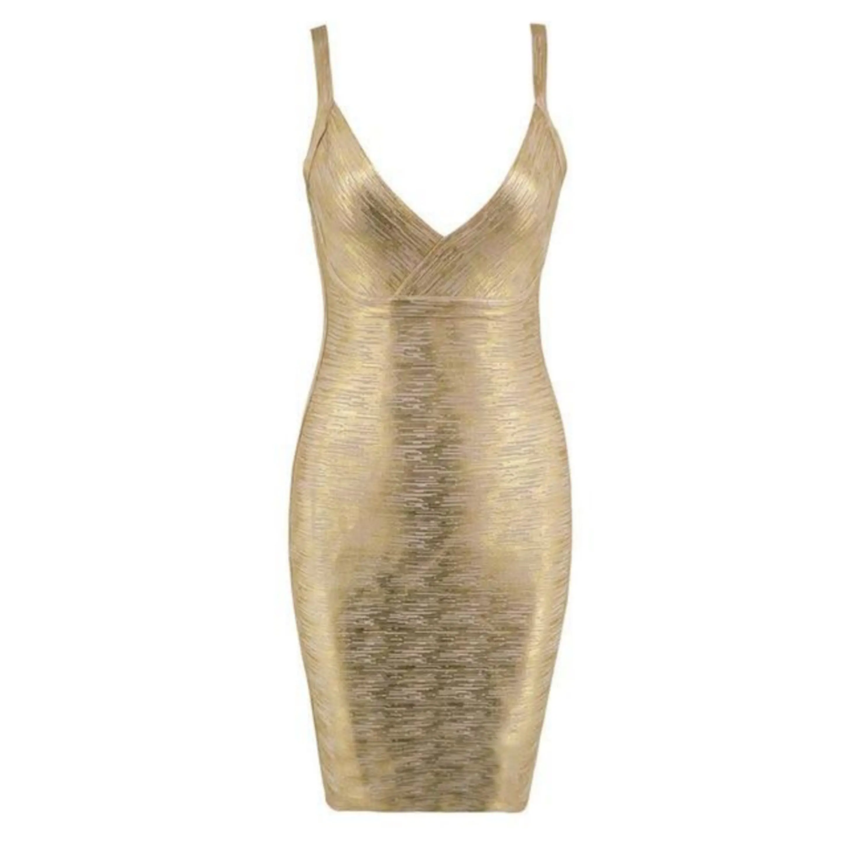 Women's Golden Metallic Bodycon Dress